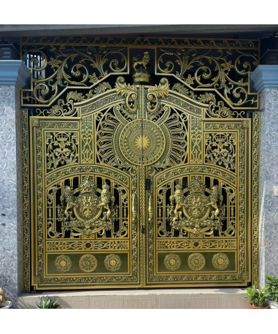 cổng nhôm đúc phù điêu 100